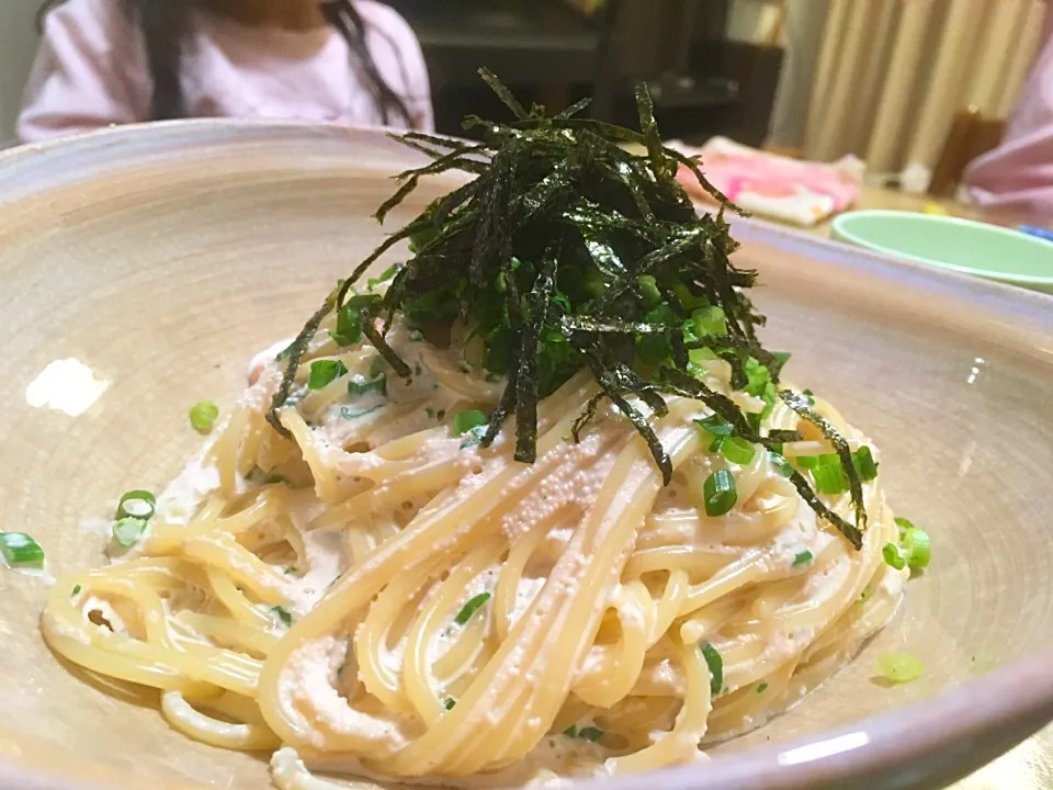 今日のパパパスタ【タラコと小ねぎのクリームパスタ】|不動南平さん