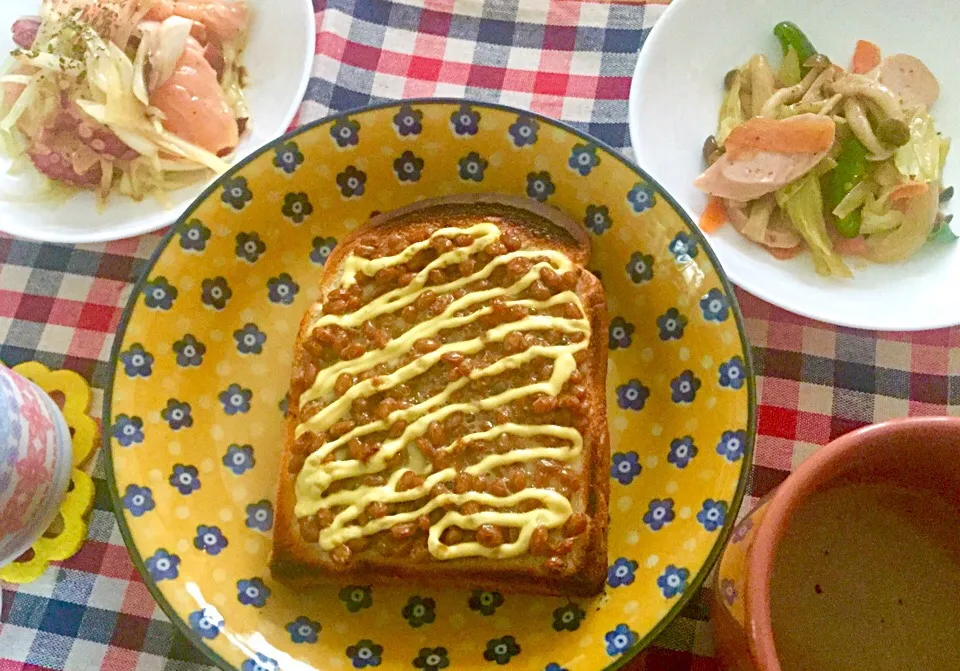 カルパッチョ
出汁で炒めた野菜炒め
納豆トースト
生ネギの生姜スープ|めぐみさん