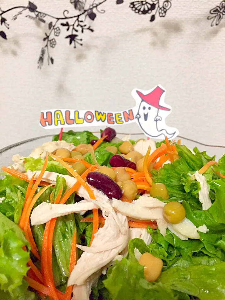 鶏胸肉蒸しサラダ🎃👻✨🌙🍭|eriさん