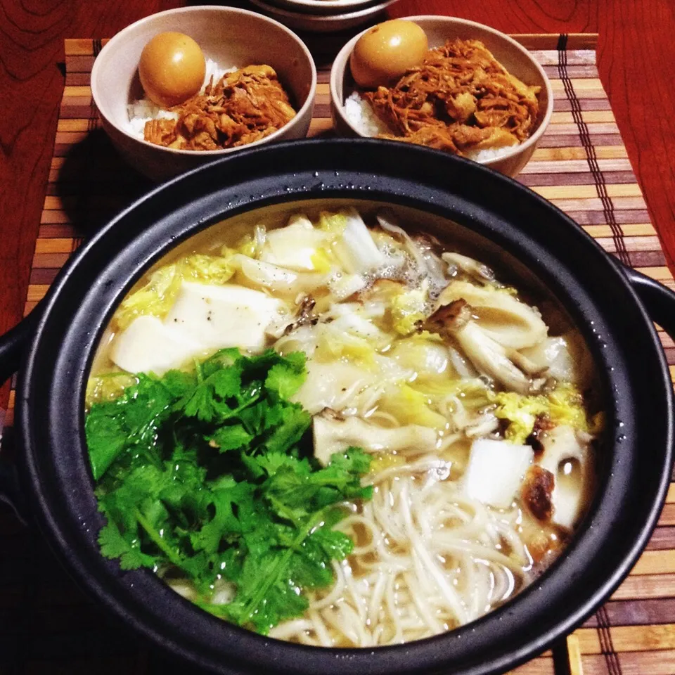 魯肉飯
香菜スープ鍋  玉山麺入り|qtyucoさん