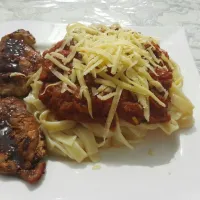 tagliatelles + chicken teriyaki|Ilham El Mourabitさん