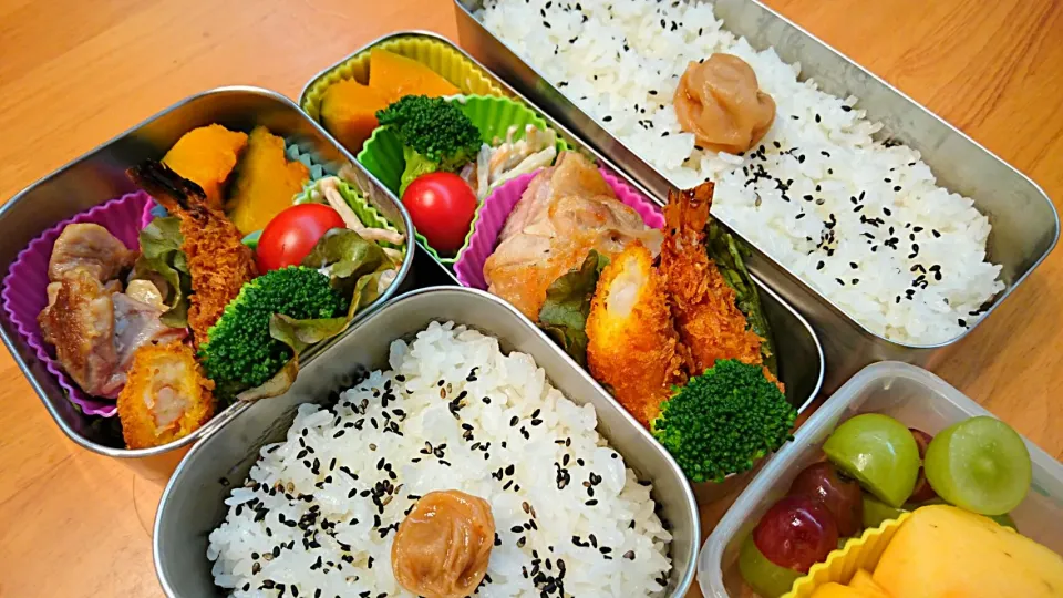 11月1日エビフライとクレイジーソルトチキンステーキ弁当|あけみさん