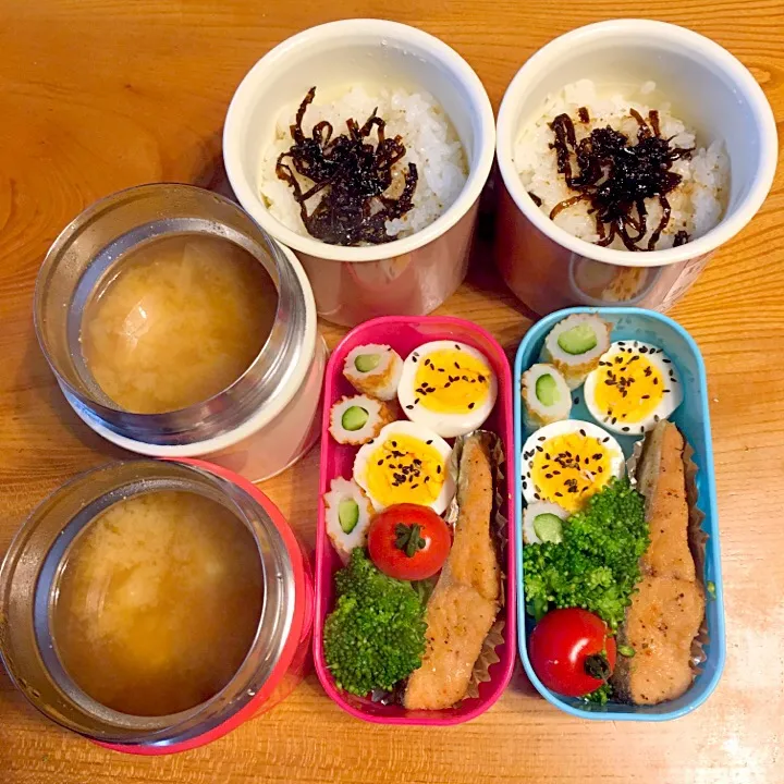 昼まで温かい 味噌汁 ごはん🍚弁当|ツインズママさん