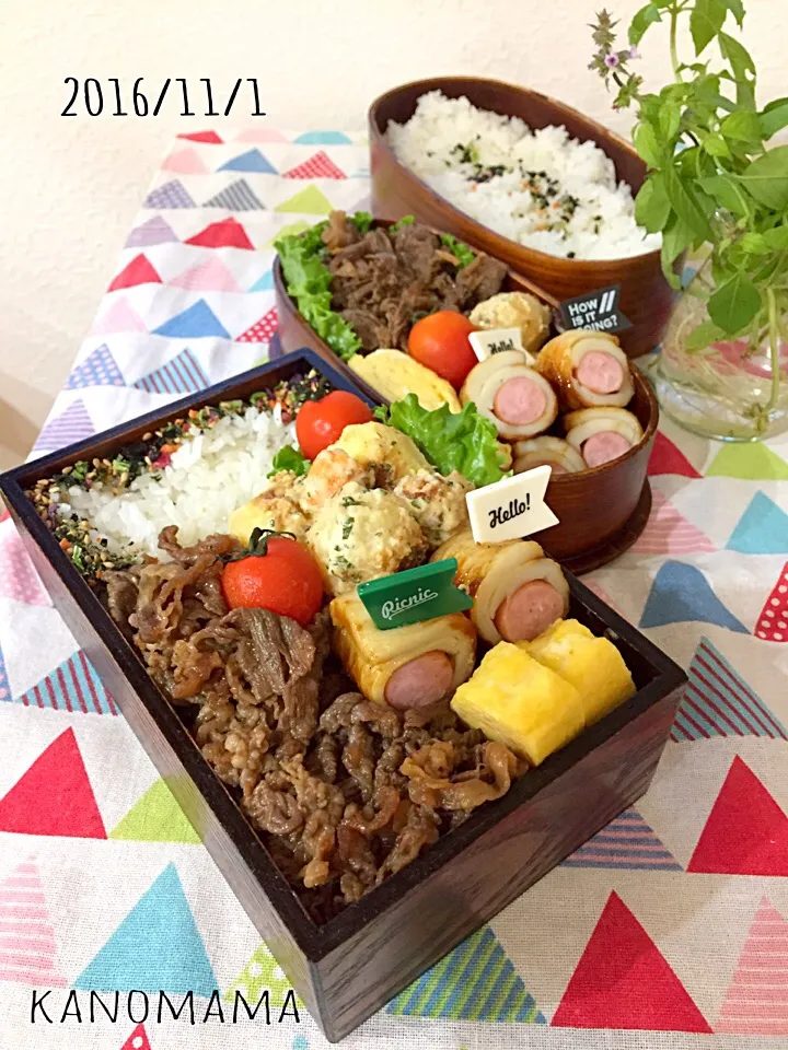 Snapdishの料理写真:息子くん&パパ弁当〜♪牛肉のしぐれ煮〜〜|ゆきさん