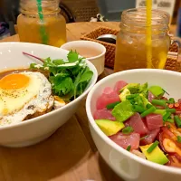 ポキ丼とロコモコ丼|ちぃさん