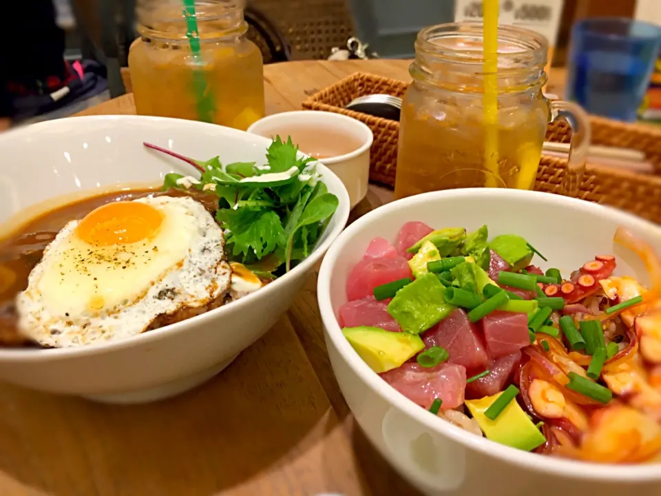 ポキ丼とロコモコ丼|ちぃさん