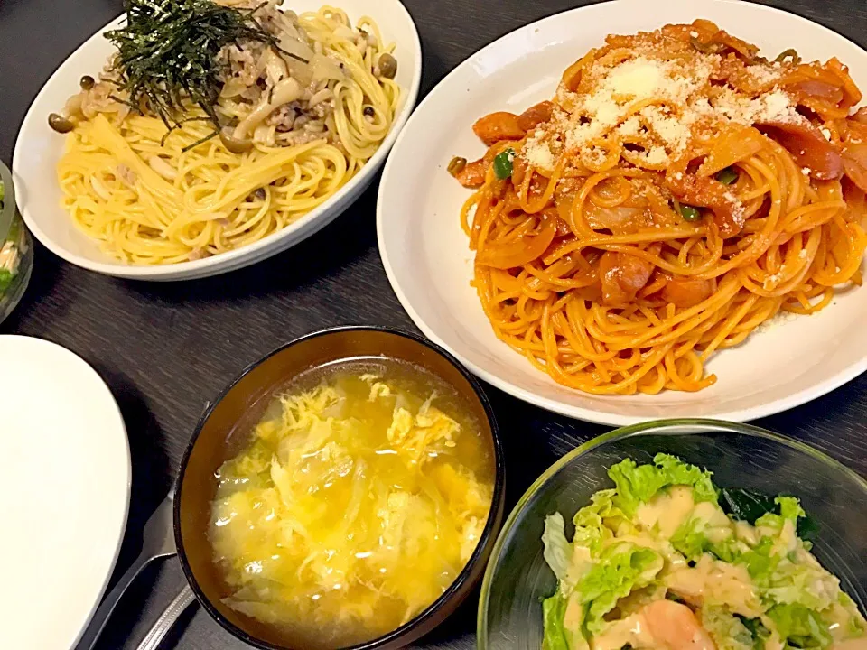 ししとうナポリタン&きのこと豚の和風パスタ|ゆさん