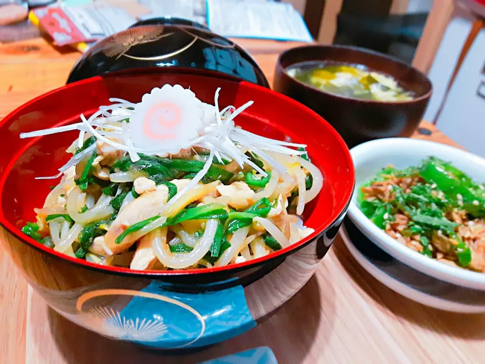 モニタ応募で当たったオイスターソースで！もやしとニラのあんかけ丼|Mkitchenさん