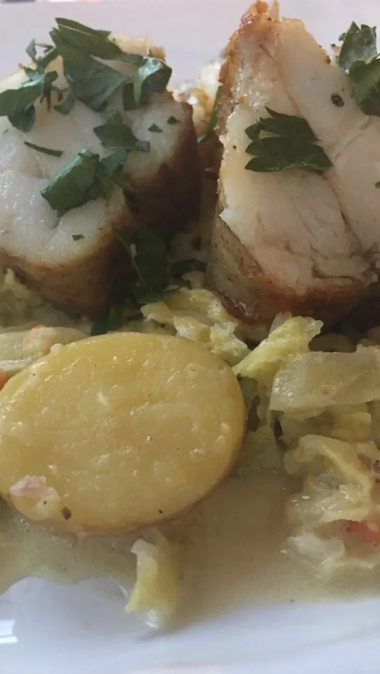 Roasted Monkfish with Cabbage and Bacon|Christine pavelkaさん