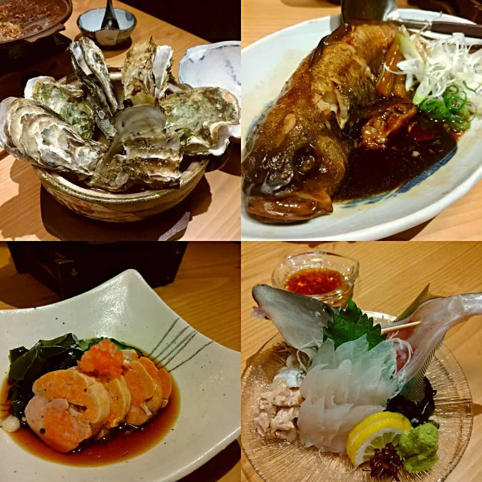 四十八漁場で日本酒と美味しいお魚で乾杯🍶🐟

どんこの煮付け
牡蠣の酒蒸し
あん肝
馬面ハギのお刺身|Kashimanakitchenさん