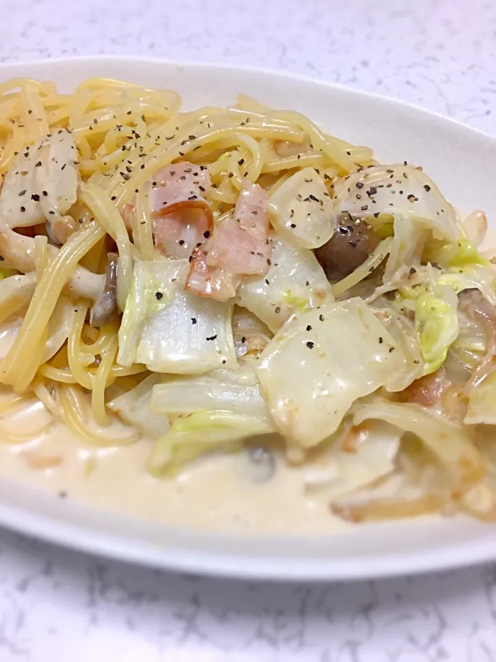 Snapdishの料理写真:白菜クリームパスタ|野尻湖さん