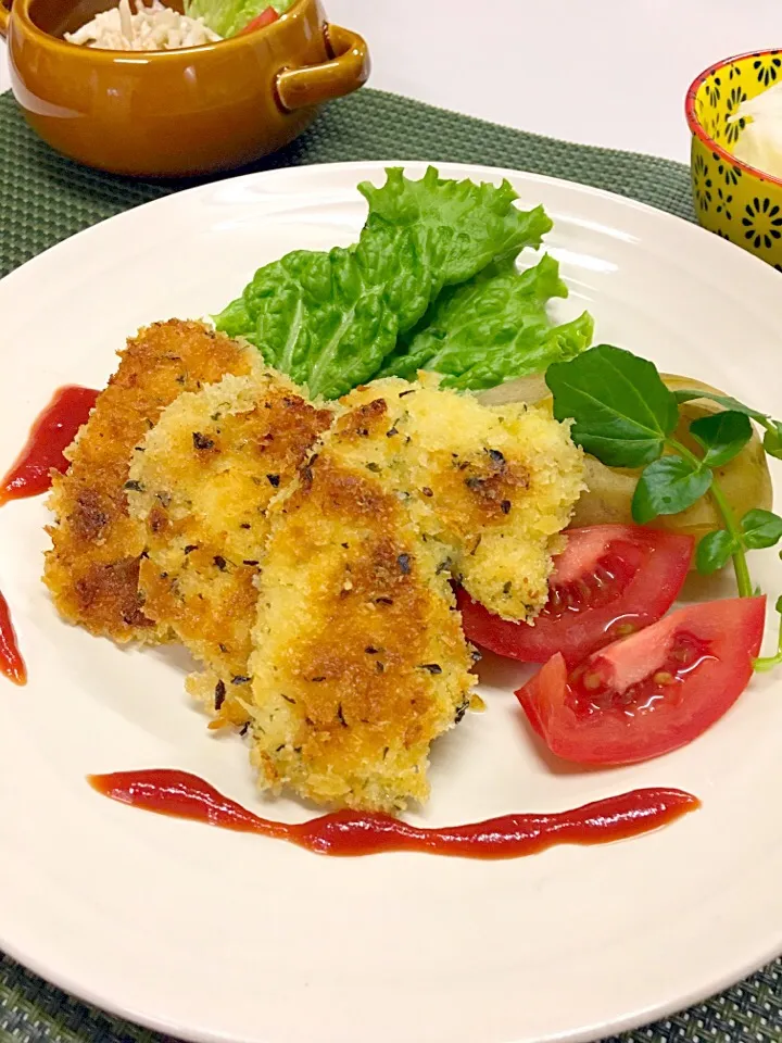 鶏胸肉の香草パン粉焼き♡|あきんこさん