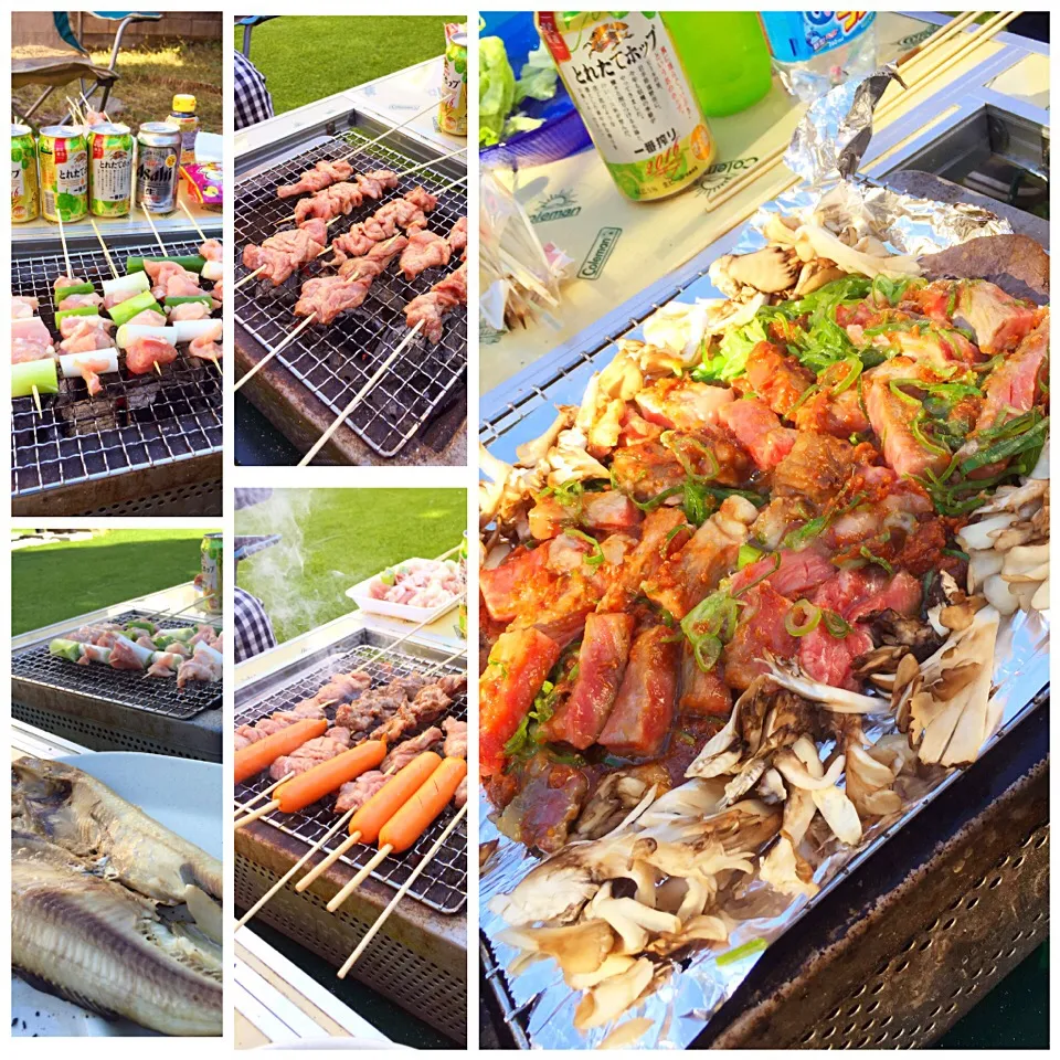 牛肉とキノコの朴葉味噌焼きなどBBQ|ほっけまんさん