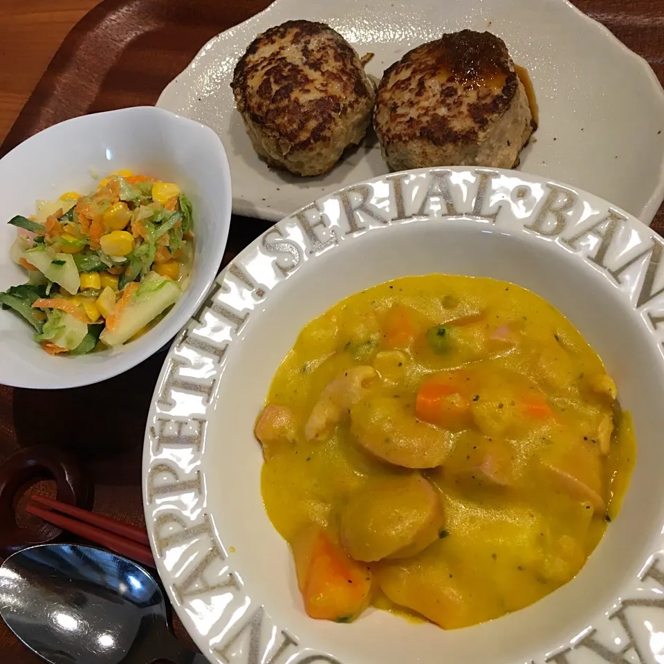 2016.11.4 晩御飯 カボチャのシチューと和風豆腐ハンバーグ|あっきーよさん