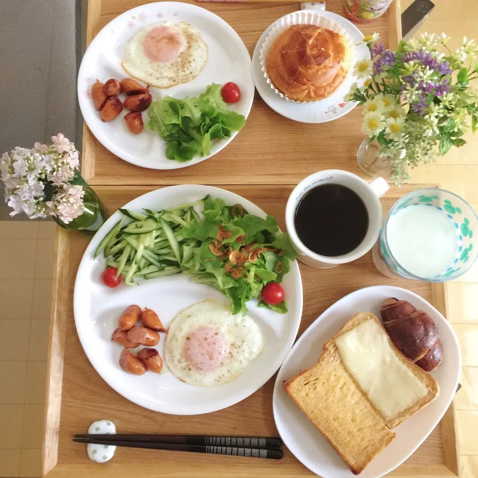 Snapdishの料理写真:11/5❤︎主人と娘の休日モーニング❤︎|Makinsさん