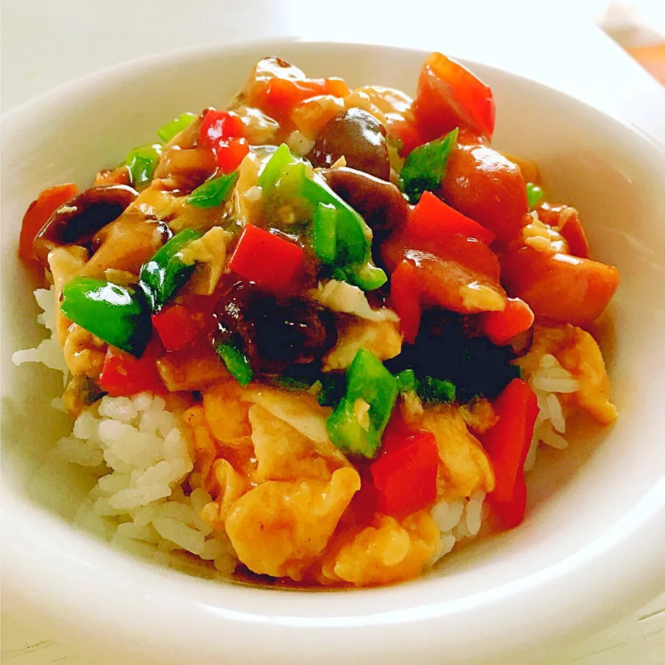 Snapdishの料理写真:野菜たっぷりカラフルあんかけ丼|まきこさん