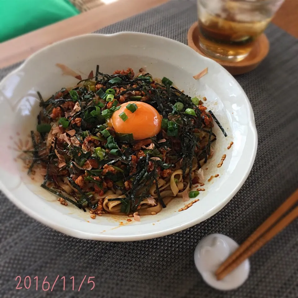 Snapdishの料理写真:うどんで台湾まぜそば|𓇼 Ⓢ Ⓗ Ⓘ Ⓝ Ⓞ Ⓑ Ⓤ 𓇼さん