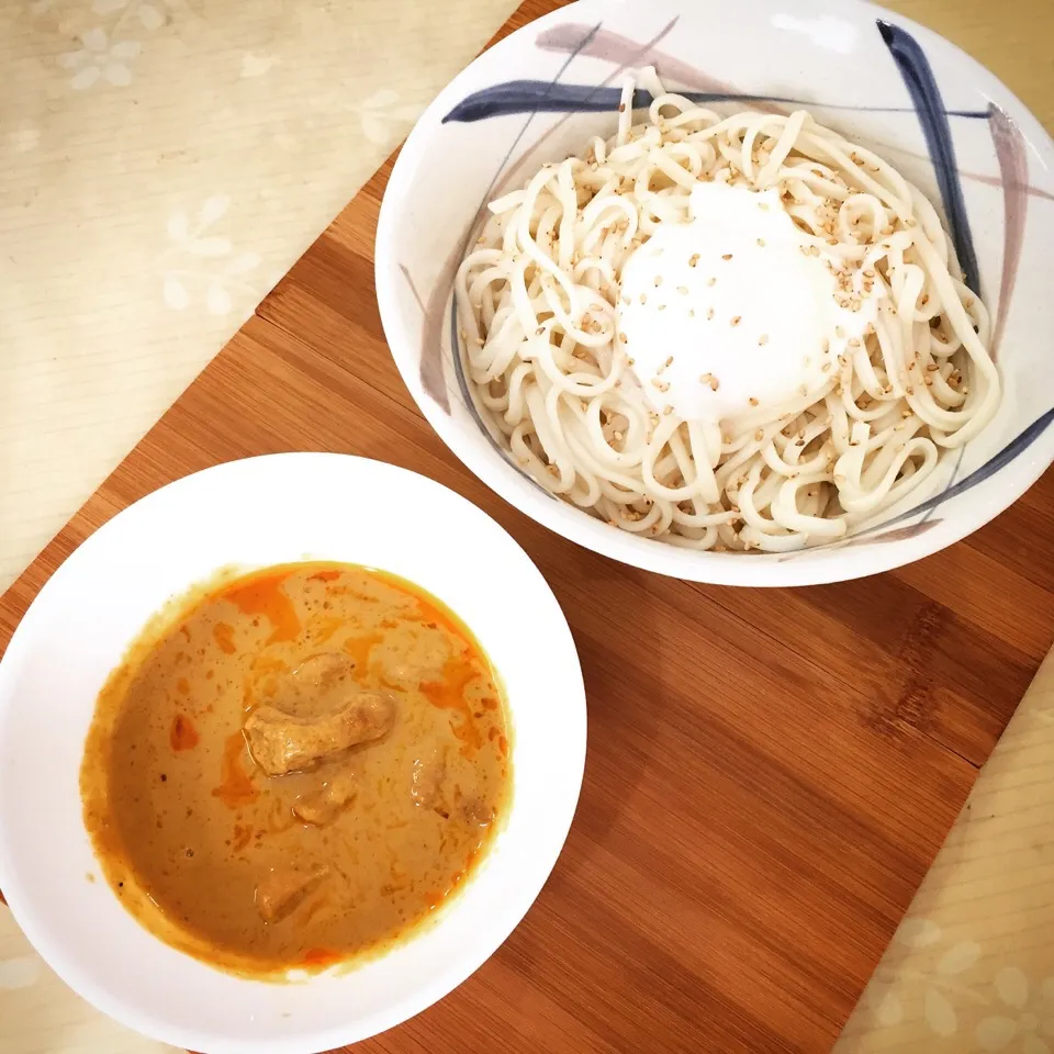 いなばチキンとタイカレー(イエロー)でつけ麺♪|うっちーさん