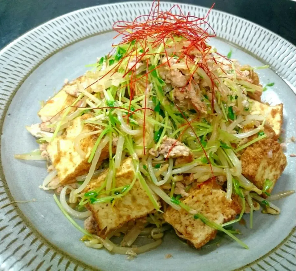 リピリピ、チョッパー＆ホヌさんの厚揚げと豆苗のチャンプルー🍚|sakurakoさん