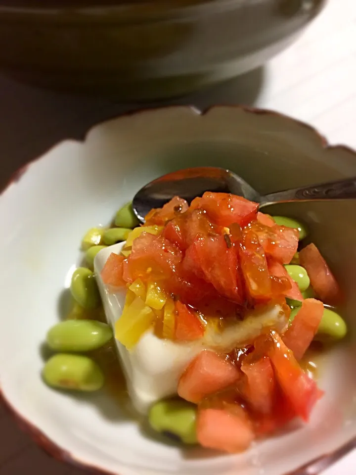 男前豆腐のお豆たくあんサラダ|hiroさん