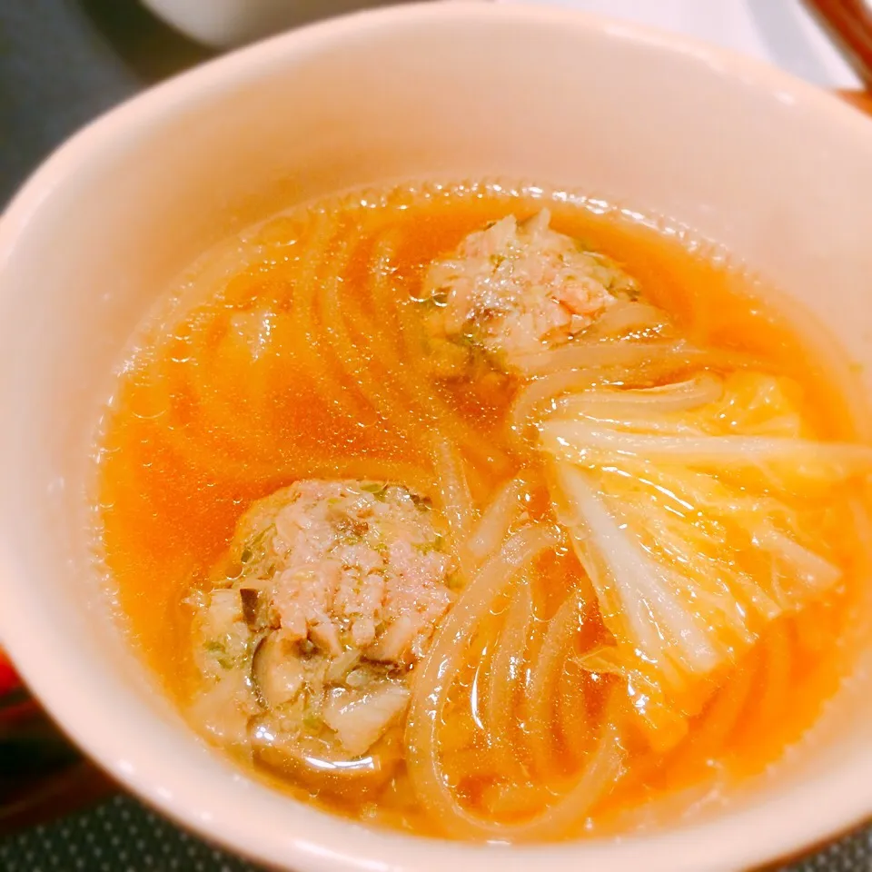 餃子の肉ダネで作る肉団子の中華スープ🍲🍥|🍎ゆかりんご🍎さん