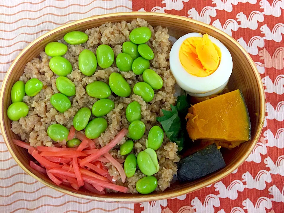 【わっぱ弁当】そぼろご飯♪ゆで卵と南瓜もセットで☆|るかるんさん