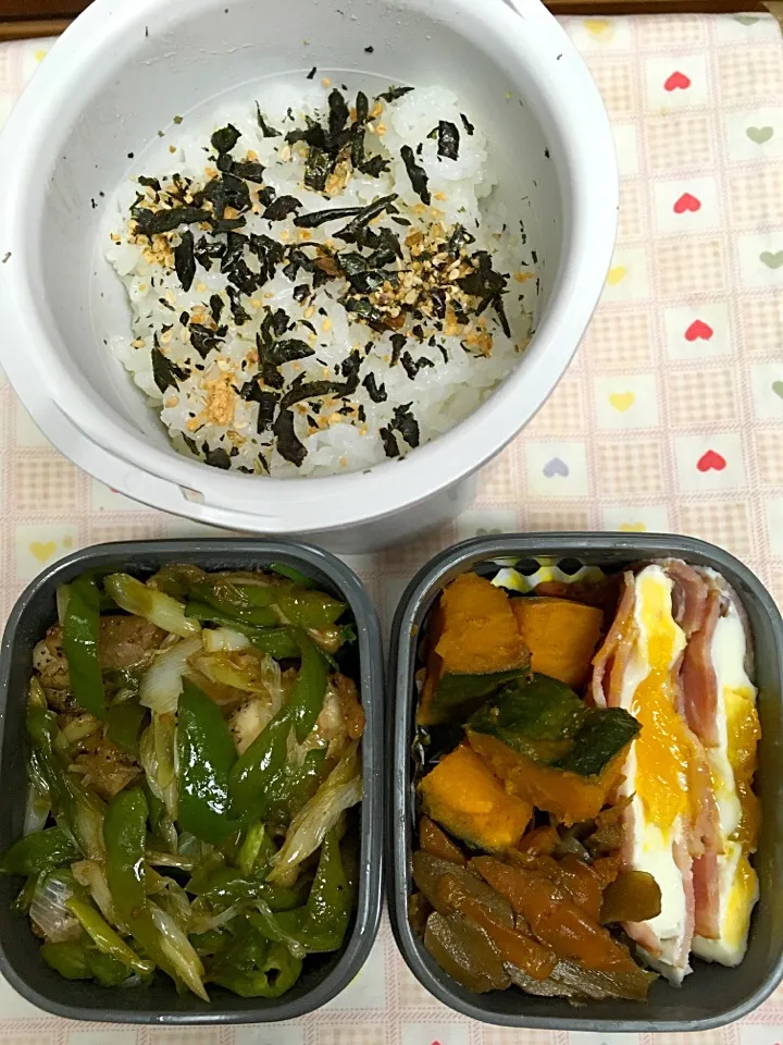 11月7日息子弁当
鶏モモの焼肉のたれ焼き
かぼちゃのバター炒めカレー風味
きんぴらゴボウ
ベーコンエッグ|オリーブさん