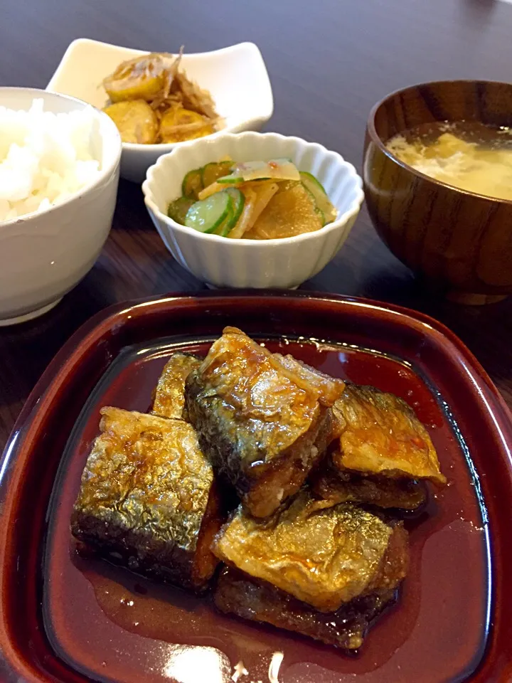 秋刀魚の甘酢唐揚げの晩ご飯|mikaさん