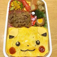 Snapdishの料理写真:ピカチューオムライス弁当♡♡♡|あゆぅさん