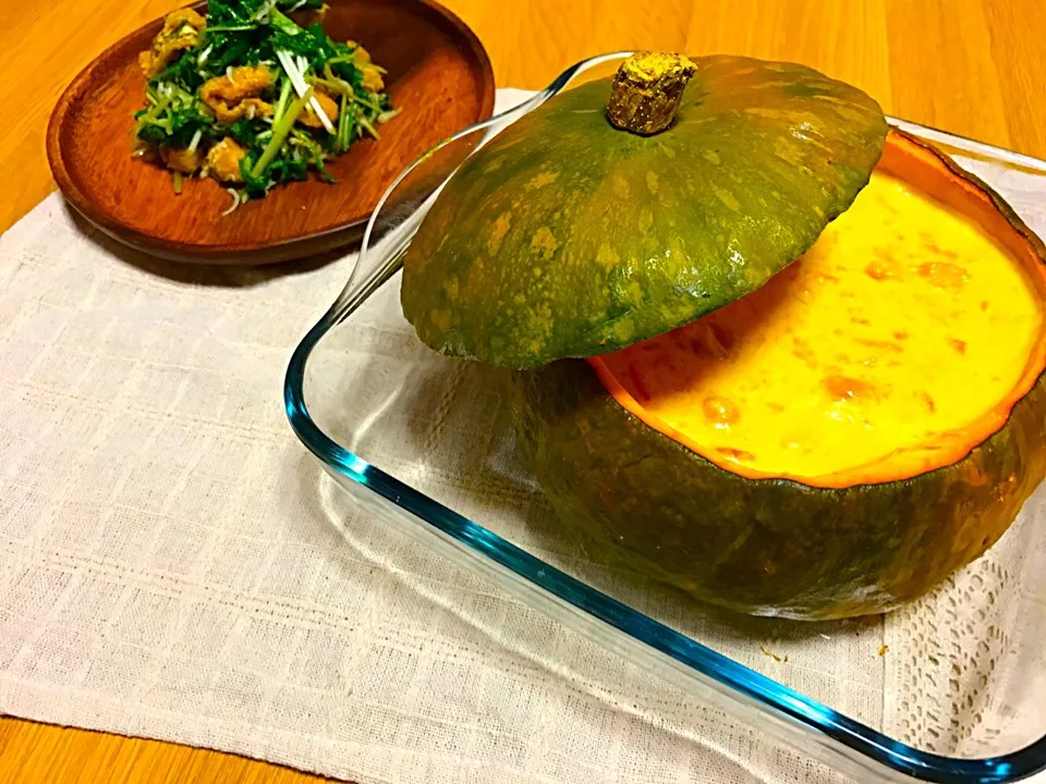 かぼちゃのグラタン🎃と水菜とシラスの生姜サラダ|shaunさん