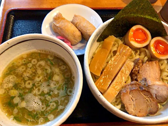 Snapdishの料理写真:味玉つけ麺平打麺熱盛り(◍•ڡ•◍)❤|いつみさん