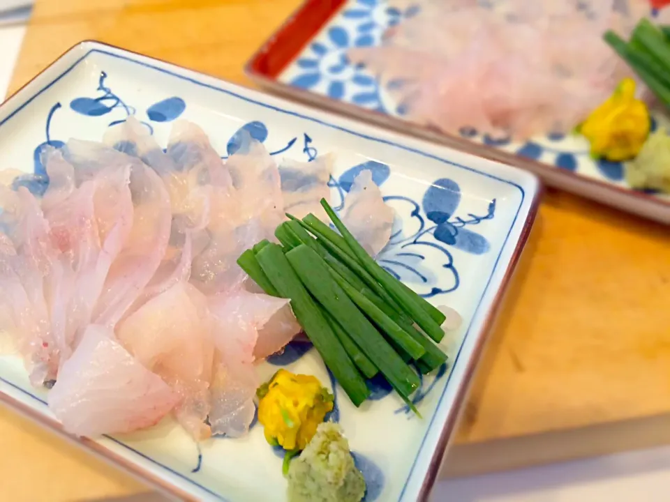 出張シェフのお料理～カワハギ薄造り  肝醤油にて～|マイシェフさん