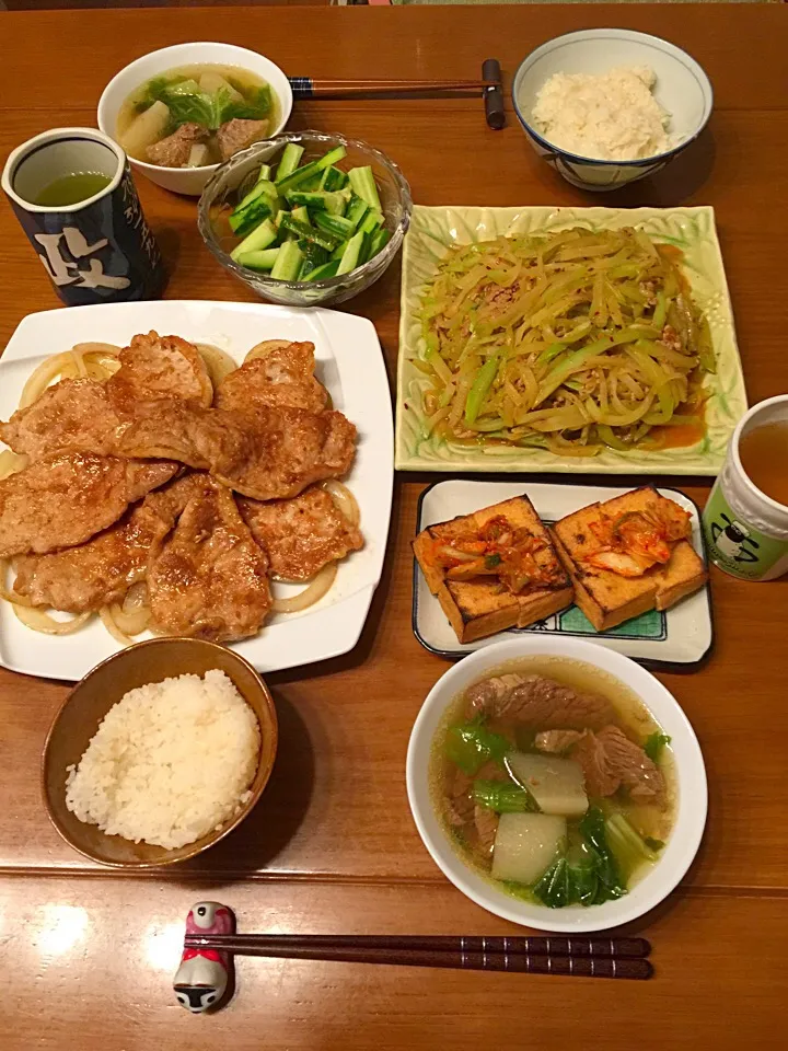 豚肉の生姜焼きと麻婆ハヤトウリ🍴|Salarinさん