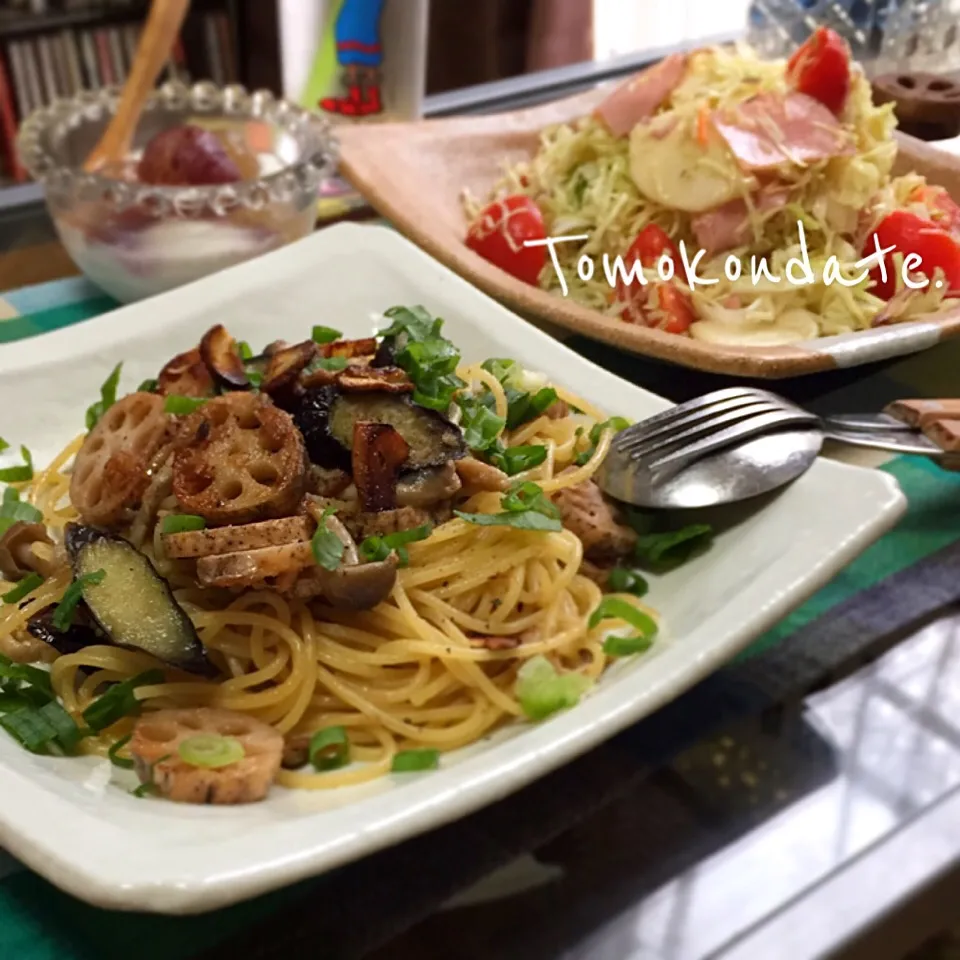 ツナと蓮根と茄子のパスタ🍴♡|🇯🇵ともこちゃん。さん