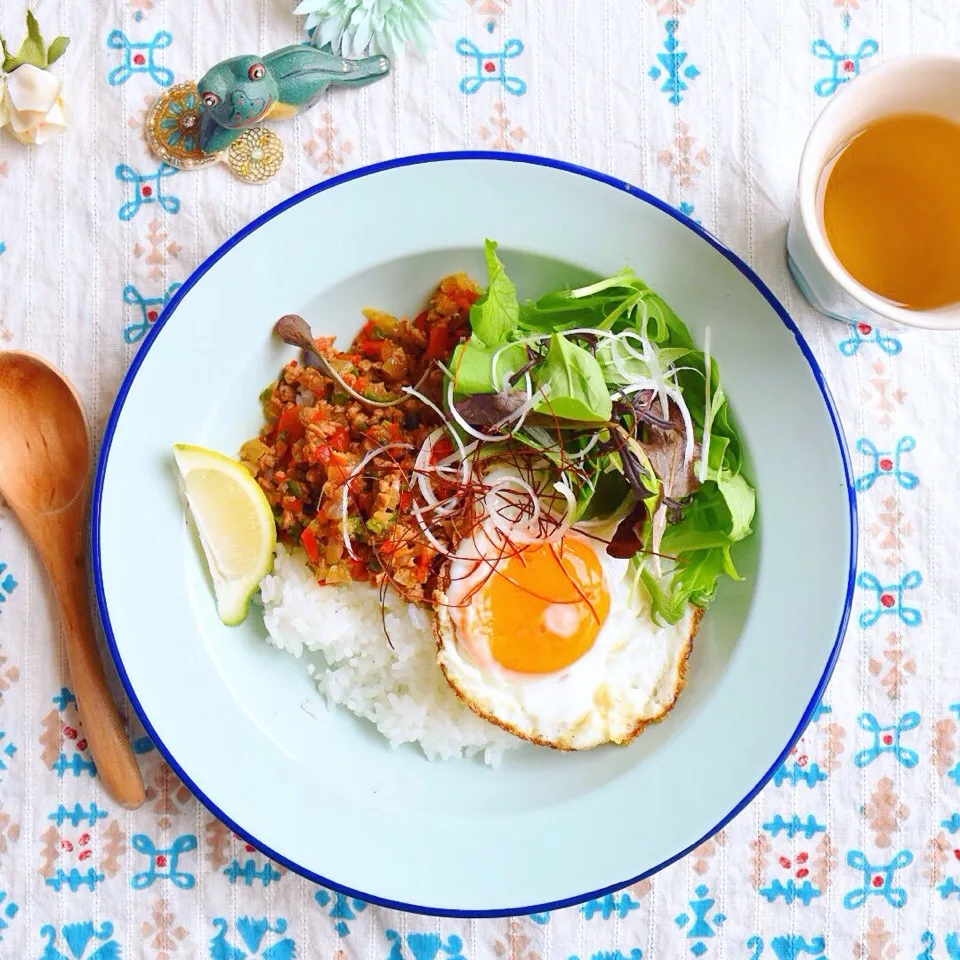 大豆のお肉でヘルシーガパオライス♪耳スケのビーガンライフ＊＊ - ふじたかなの"いつも美味しい！もの探し"|ふじたかなさん