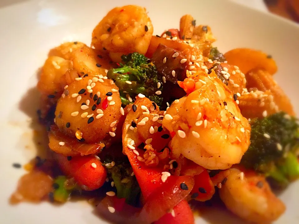 Shrimp stir fry. Sad election food.|Liesel Ryanさん