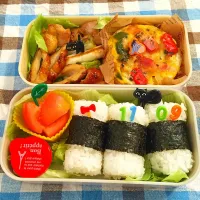 Snapdishの料理写真:スペインオムレツと白ネギのとり肉炒めお弁当|Doris Tarotさん