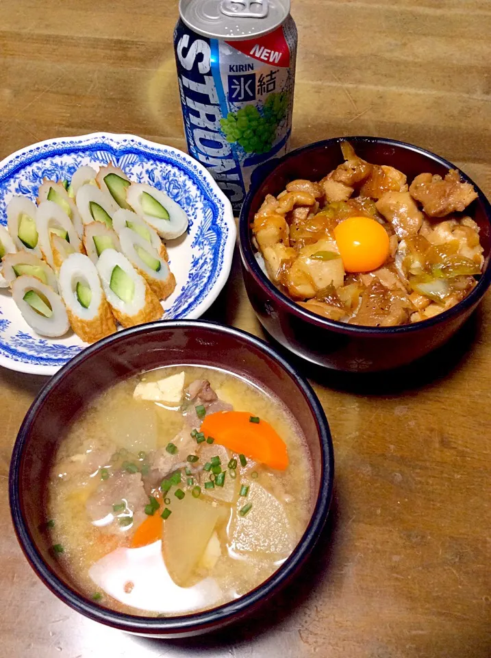 焼き鳥丼、豚汁❤(｡☌ᴗ☌｡)|Norio Fukudaさん