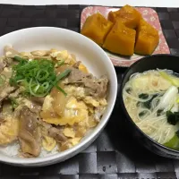 他人丼
カボチャの煮物
そうめん味噌汁|ゆーさん