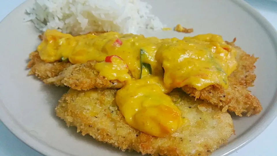 Snapdishの料理写真:Chicken breast with salted egg butter sauce 😉😋👅💋|🌷lynnlicious🌷さん