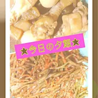 Snapdishの料理写真:手羽元大根煮卵 きんぴら|KYOKA:-)さん