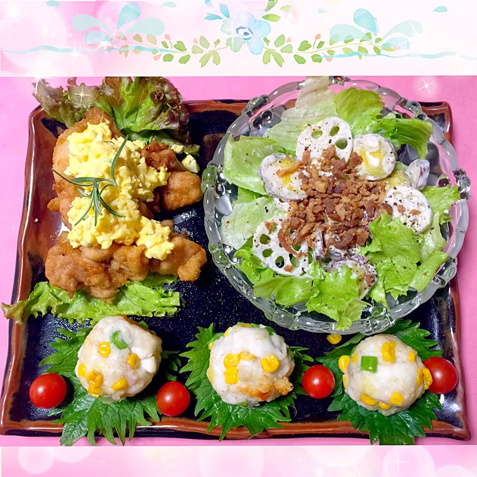 Snapdishの料理写真:るん♪ちゃん祭り٩(ˊωˋ*)و ೨*˚🏮👘✨

チキン南蛮！タルタル多めで♪
他も一緒に☆。.:＊・゜☆。.:＊・゜|ロコタンさん