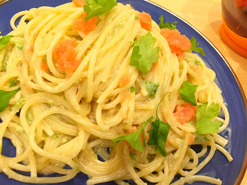 即席たらこスパゲティ！ありがとー！幸せ！|カズキ君の料理🍳😋💕たまに私🤓さん