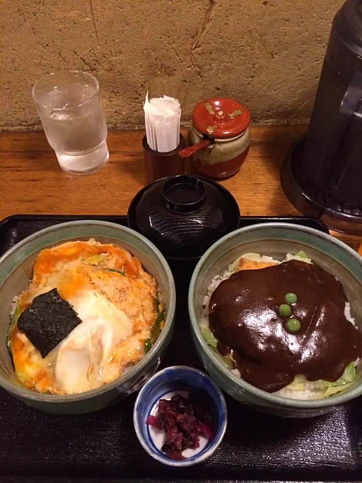 ドミグラスソースカツ丼と玉子とじカツ丼🎵|けんけんさん