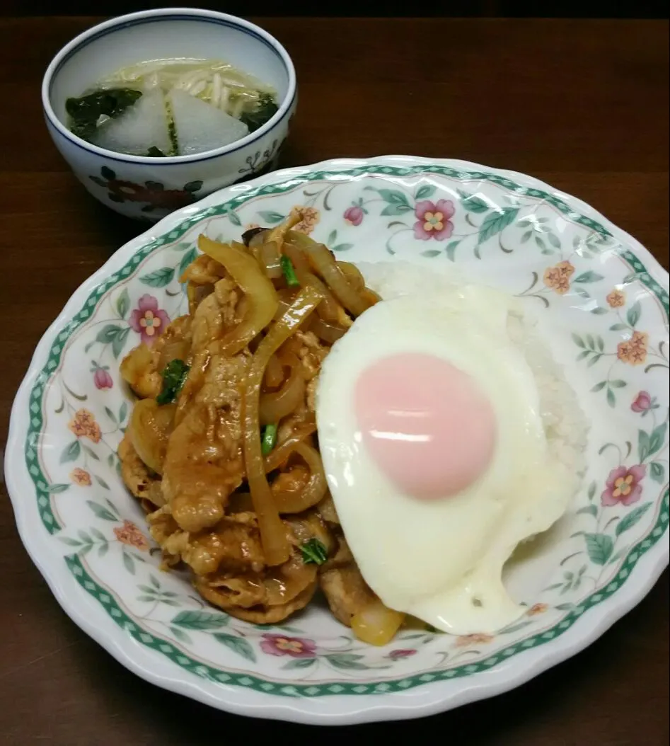 スタミナ丼➕大根スープ|あらいぐまのしっぽさん