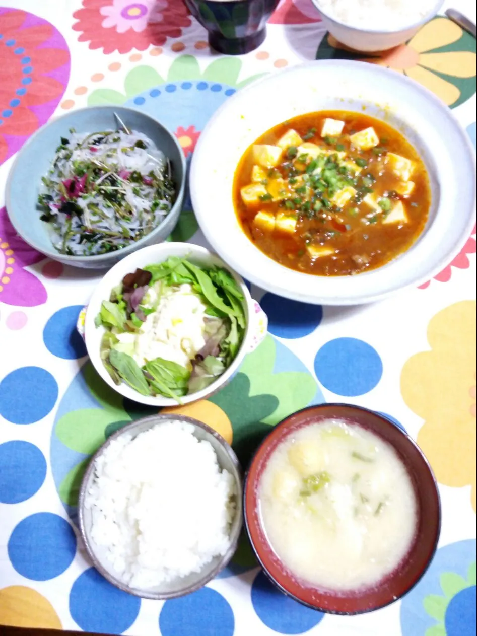 麻婆豆腐で晩御飯(⊙♡⊙)|さくたえさん