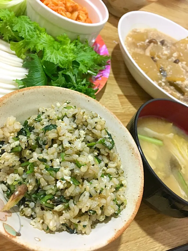 春菊と凍り豆腐と海苔で栄養満点混ぜご飯♪♪|tommyさん