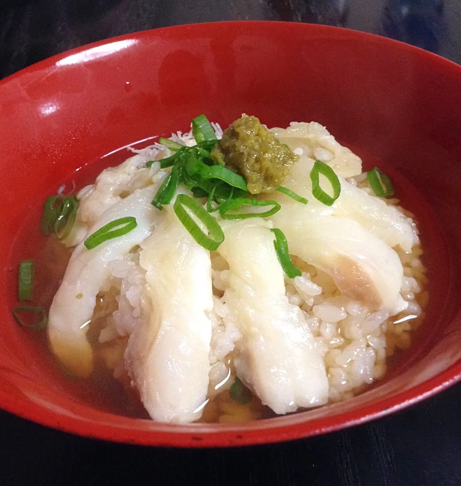 大分県産カボスヒラメの昆布締めを出汁茶漬けに|れいさん