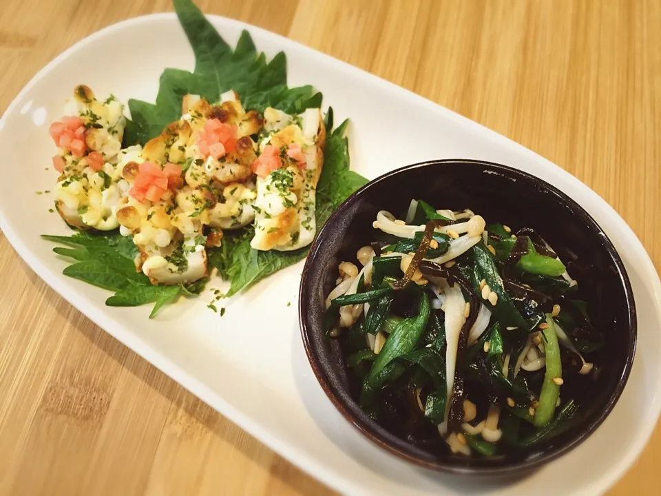 今夜はこれで🍺咲きちゃんの『にらとエノキ茸の塩昆布和え』と「ちくわの磯辺揚げ風|うっちーさん