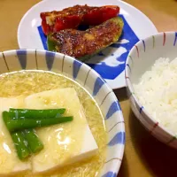 11.12あんかけ豆腐とピーマンの肉詰め🍴